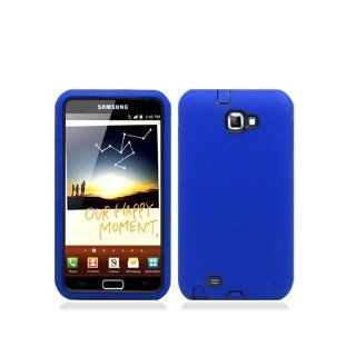 Blue Black Hard Soft Gel Dual Layer Cover Case for Samsung Galaxy Note N7000 SGH I717 SGH T879: Cell Phones & Accessories