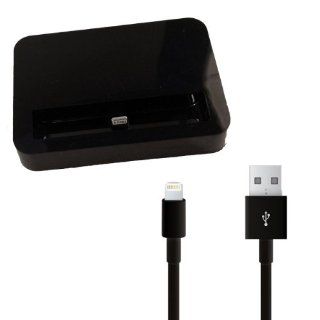 BargainAccessories Iphone 5 Dock Station + 8 Pin Sync Cable Data Sync & Charger Cradle Mount Docking Station Charging FOR IPHONE 5 5S 5G 5C IPAD NANO (BLACK): Cell Phones & Accessories