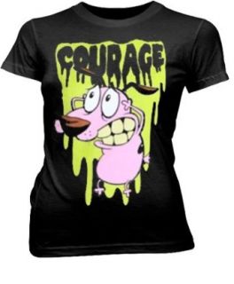 Courage the Cowardly Dog Black Juniors T shirt Tee X Large: Clothing