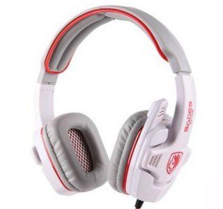 ZPS White Sades 7.1 Sound Track Pro Gaming Headset Blue LED Headset W/Omni Directional Mic: Computers & Accessories