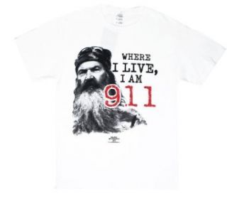 I Am 911   Duck Dynasty T shirt: Adult 3XL   White at  Mens Clothing store