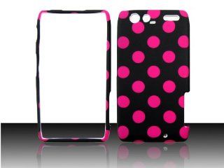 Verizon Motorola Droid Razr XT912 Pink Roseo Dots on Black Rubberized Hard Cover Case Snap on: Cell Phones & Accessories