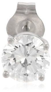 Men's 14k White Gold Single Diamond Studs (1/2 cttw, I J Color, I1 I2 Clarity): Stud Earrings: Jewelry