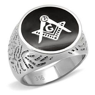 Men's Stainless Steel Onyx Masonic Ring Jewelry