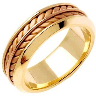 14K Gold Women's Braided Fern Style Wedding Band (8mm): Jewelry