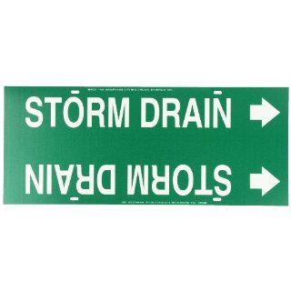 Brady 4132 G Brady Strap On Pipe Marker, B 915, White On Green Printed Plastic Sheet, Legend "Storm Drain": Industrial Pipe Markers: Industrial & Scientific