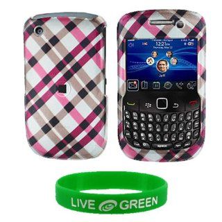 Pink Plaid Design Snap On Hard Case for RIM BlackBerry Curve 8520 8530 Phone, T Mobile: Cell Phones & Accessories