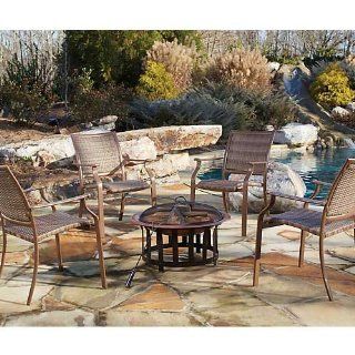 Panama Jack Island Cove Woven 5 PC set Gathering Set (4 Armchair, & 1 Fire Pit)   Outdoor And Patio Furniture Sets