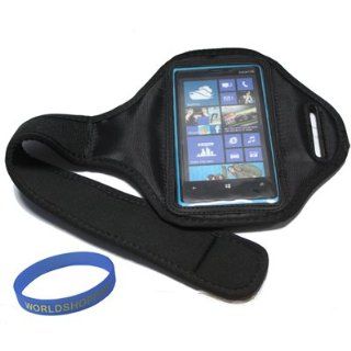 Worldshopping Black Neoprene Protective Gym Running Jogging Sport Armband Case Cover For Nokia Lumia 920 + Free Accessory: Electronics