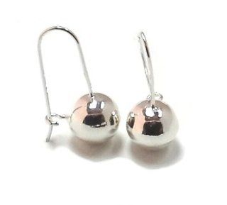 .925 Sterling Silver Drop Ball Earrings Kidney Wire Hanging: Jewelry