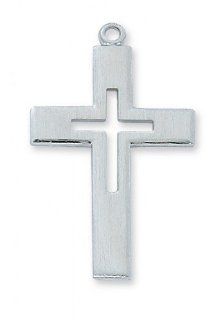 Solid .925 Sterling Silver Cross 24:Ch&Bx Solid Sterling .925 Silver Christian Jewelry Cross Pendant Necklace: Jewelry