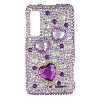 Verizon Motorola Droid 3 Accessory   Pink Heart of Hearts Full Crystal Diamonds Rhinestone Bling Protective Case Cover Design + Free Magic Soil Crystal: Cell Phones & Accessories