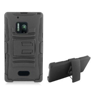 Extreme Rugged Impact Armor Hybrid Hard Case Cover Beltclip Holster With Stand For Nokia Lumia 928 Laser, Black Cell Phones & Accessories
