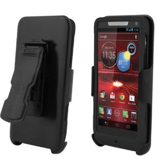 Motorola Droid RAZR Mini XT907 Black Cover Case + Kickstand Belt Clip Holster + Naked Shield Screen Protector: Cell Phones & Accessories