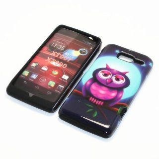 For Motorola Droid Razr M XT907 / Motorola RAZR i XT890 2 in 1 Hybrid Cover Case Full Moon Owl PC + Silicone (Black) Cell Phones & Accessories