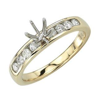 14K Yellow Gold 0.32ct I'm Blessed Shared Single Row Diamond Semimount Ring: Jewelry