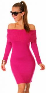 Glamour Empire Womens Long Sleeve Bardot Knit Dress Jumper Sweater Tunic 909 (US 6/8, Magenta) at  Womens Clothing store: