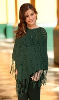 100% alpaca poncho, 'Moss Mysteries' at  Womens Clothing store