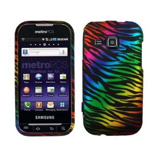 Black Blue Green Pink Purple Colorful Rainbow Zebra Rubberized Snap on Design Hard Case Faceplate for Metropcs Samsung Galaxy Indulge R910: Cell Phones & Accessories