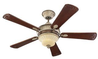Monte Carlo 5EPR60BRD English Palace, 60 Inch 5 Blade Ceiling Fan with Remote and Light Kit, British Bronze Motor Finish and Carved Tung Wood Blades    