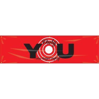 Accuform Signs MBR934 Reinforced Vinyl Motivational Safety Banner "Only YOU can target safety" with Metal Grommets, 28" Width x 8' Length, Black/White on Red: Industrial Warning Signs: Industrial & Scientific