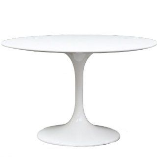 Modern White Round Pedestal Dining Table (42 inches)  