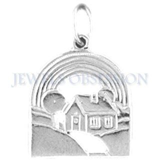 Rhodium Plated 925 Sterling Silver House Pendant Jewels Obsession Jewelry