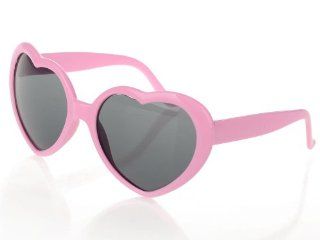 Imixlot Women's Lovely Light Pink Lolita Heart Love Shaped Sunglasses Plastic Funky Comical Party Folding Arms Sunglasses Glasses: Jewelry