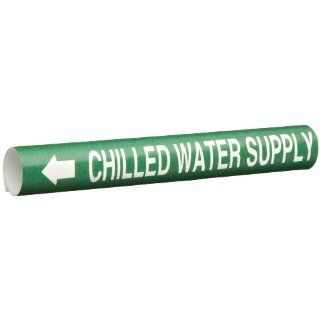 Brady 4024 B Snap On 1 1/2"   2 3/8" Outside Pipe Diameter B 915 Coiled Printed Plastic Sheet White On Green Color Pipe Marker Legend "Chilled Water Supply": Industrial Pipe Markers: Industrial & Scientific