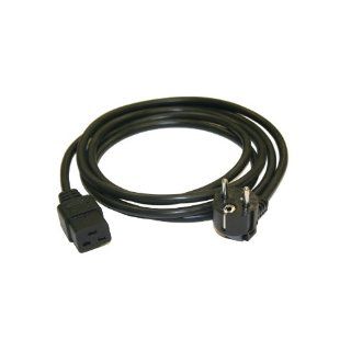 Interpower 86235030 Continental European AC Cord Set, Angled CEE 7/7 Plug Type, IEC 60320 C19 Connector Type, Black Plug Color, Black Cable Color, 16A Amperage, 250VAC Voltage, 2.5m Length: Industrial & Scientific