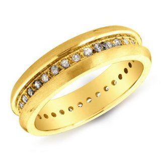 14K Yellow Gold Eternity Men's Diamond Band Ring Size 10 Jewelry