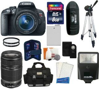 Canon EOS Rebel T5i D SLR Camera with EF S 18 55mm f/3.5 5.6 IS STM Lens + Canon EF S 55 250mm f/4 5.6 IS II Lens + 8GB Kit    Includes: Large Camera and Lens Case + Transcend 8 GB Class 10 SDHC Card + Card Reader + Extra Battery + Shutter Release + Zeikos