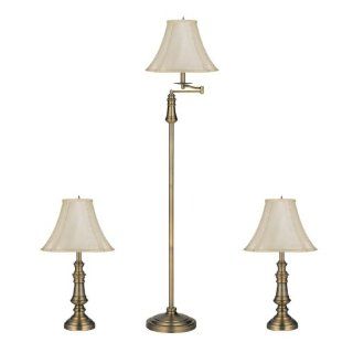 Globe Electric 60973 3 Pack Combo Lamp Set, Antique Brass   Household Lamp Sets  