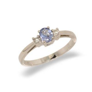 14K Gold Three Stone Diamond and Tanzanite Ring Size 8 Elite Sophisticate Jewels Jewelry