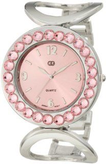 Golden Classic Women's 943_Silv/Pink Spotlight Oversized Rhinestone Encrusted Watch: Watches