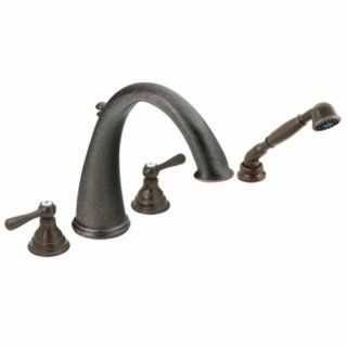 Moen T922ORB Kingsley Two Handle High Arc Roman Tub Faucet and Hand Shower without Valve, Oil Rubbed Bronze   Bathroom Faucets  