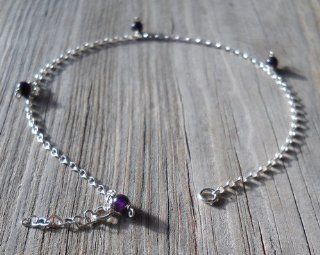 Amethyst 925 Sterling Silver Anklet Amethyst 5mm Beads 925 Sterling Silver Chain, wire, heart Shaped Chain, split, spring Rings 24 26cm Long Handmade, brand New : Wedding Ceremony Accessories : Everything Else
