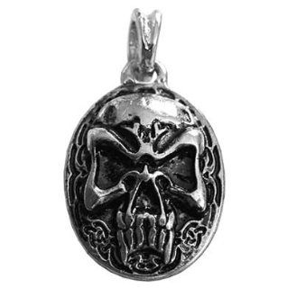 Norse Silver Viking Skull Gothic Pendant Celtic Knot Nordic 925 St Sterling Silver Plated Heraldic Symbol 20 x 30 MM 925 Sterling Silver Two Sided Design: Jewelry