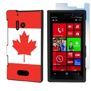 Nokia Lumia 928 Black Protective Case + Screen Protector By SkinGuardz   Canadian Flag: Cell Phones & Accessories