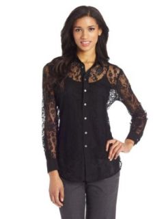 Chaus Women's Long Sleeve Button Up Lace Big Shirt with CDC at  Womens Clothing store