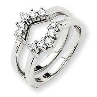 14k White Gold Diamond Ring Guard Mounting: Jewelry