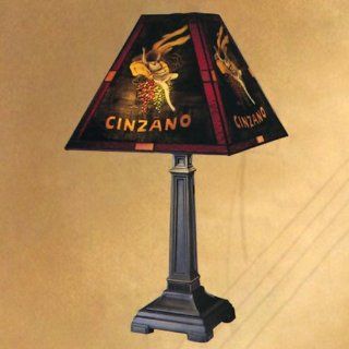 Dale Tiffany 10250/958 Cinzano Table Lamp, Antique Brass and Glass Shade    