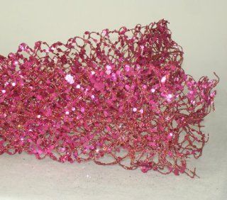5' Sugared Fruit Decorative Pink Glittered & Wired Mesh Net Christmas Garland  