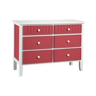 6 Drawer Dresser Finish: White & Cottage Red  