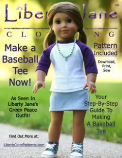 18 Inch Doll Clothes Baseball Tee Pattern Toys & Games