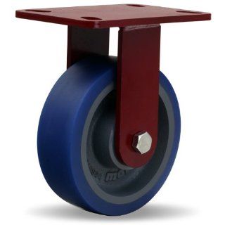 Hamilton Heavy Service Plate Caster, Rigid, Poly Soft Polyurethane Wheel, Precision Ball Bearing, 960 lbs Capacity, 6" Wheel Dia, 2" Wheel Width, 7 3/4" Mount Height, 6 1/2" Plate Length, 4 1/2" Plate Width: Industrial & Scient