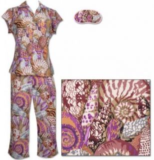 The Cat's Pajamas Lavender Seashells Women's Cotton Capri Pajama X Large