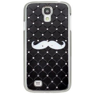 New Fashion Stylishly Cool Series New Arrival Ultra Slim Full Luxury Shining Stars Bling Crystals Black Back Protector Case Cover for SamSung Galaxy SIV S4 I9500 (White Humorous Whiskers) Retail Packaging: Cell Phones & Accessories