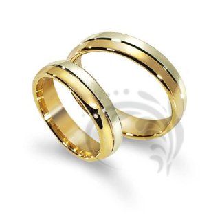 14k Yellow White Gold His and Hers Matching Wedding Rings 5 mm: Jewelry