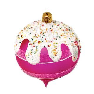 Department 56 Glitterville Frosting Pink Stripe Glass Ball Ornament, Set of 4   Christmas Ball Ornaments